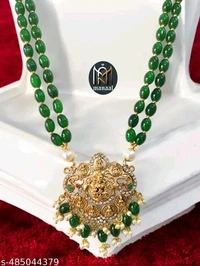 Manaal Jewels Designer Green Color Glass Beads with Astalaxmi Pendent for Women's & Girls