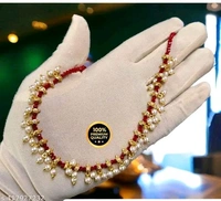 Attractive New Arrivals Manaal Jewels Designer 03mm Maroon Crystal Short Haar for Women's & Girl's