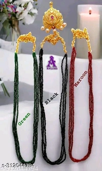 Women Necklaces Trendy Avirah Designer 02mm Hydro Green,Maroon & Black Crystal 03 Lines with 01 CZ Pendent for women's and girls