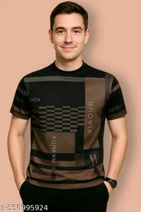 Polyester Men Polyester Regular Tshirts - L