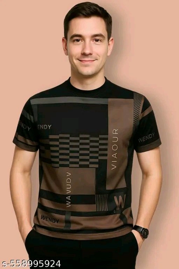 Polyester Men Polyester Regular Tshirts - L