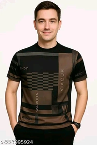 Polyester Men Polyester Regular Tshirts - L