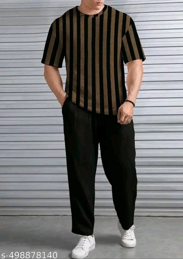 KAJARU MEN SELF DESIGN RELEX FIT T SHIRT FOR MEN AND BOYS - Xl