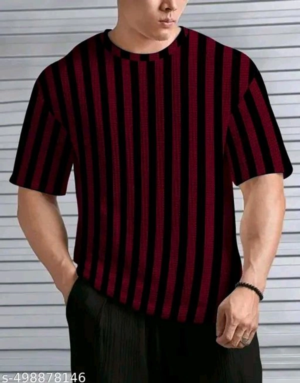 KAJARU MEN SELF DESIGN RELEX FIT T SHIRT FOR MEN AND BOYS - M