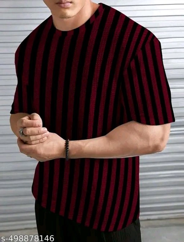 KAJARU MEN SELF DESIGN RELEX FIT T SHIRT FOR MEN AND BOYS - M