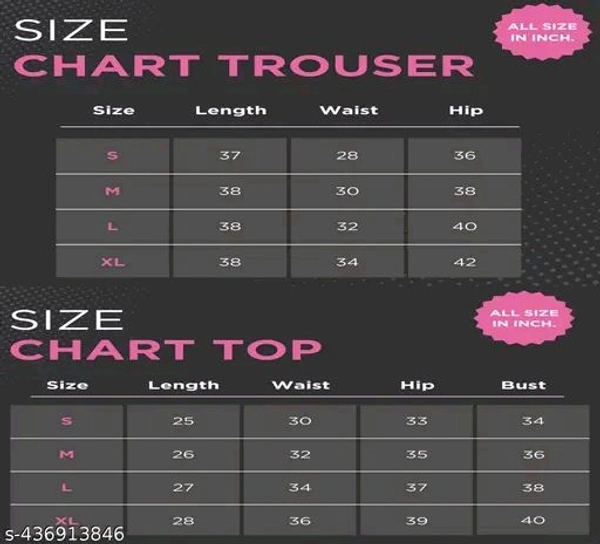 New Stylish Trendy Partywear Co-ord Set, Cord set, T-shirt & Bottom Sets For Women & girl's With Trouser Pant - S