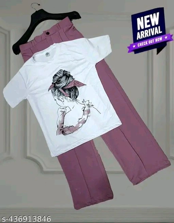 New Stylish Trendy Partywear Co-ord Set, Cord set, T-shirt & Bottom Sets For Women & girl's With Trouser Pant - Xl