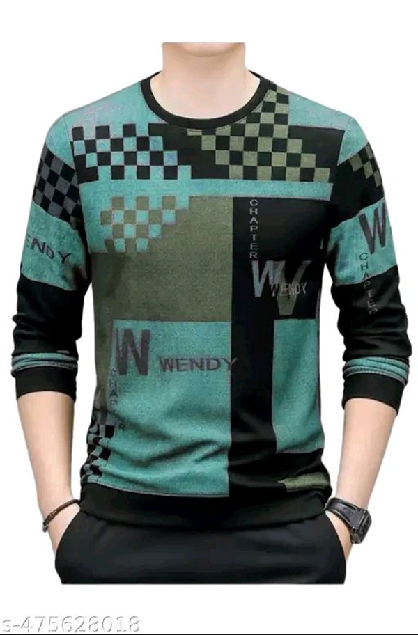en’s Modern Printed T-Shirt – Long Sleeve, Comfortable Fit - L