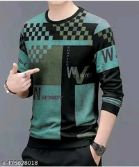 en’s Modern Printed T-Shirt – Long Sleeve, Comfortable Fit - L