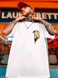 Maniac Men's Typography Oversize Round White Tshirts - L