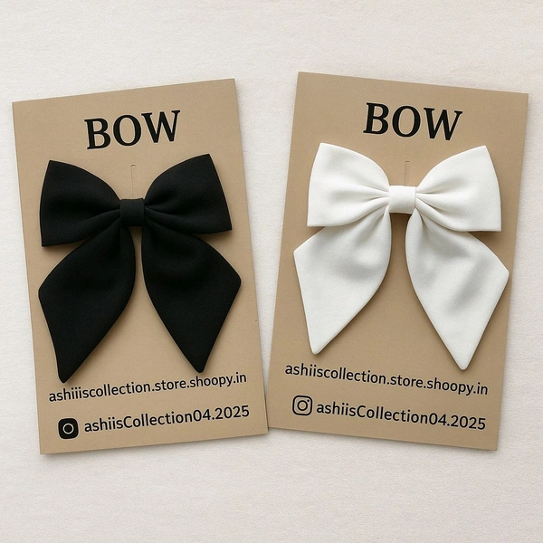 Hair bow clip - L, White