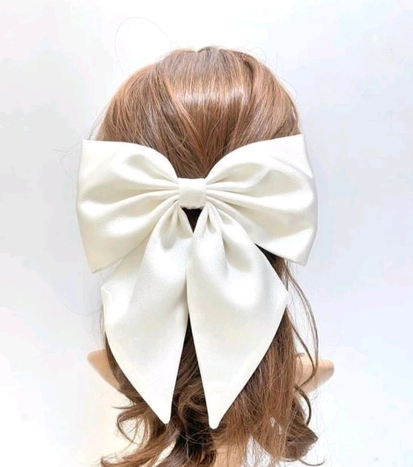 Hair bow clip - L, White