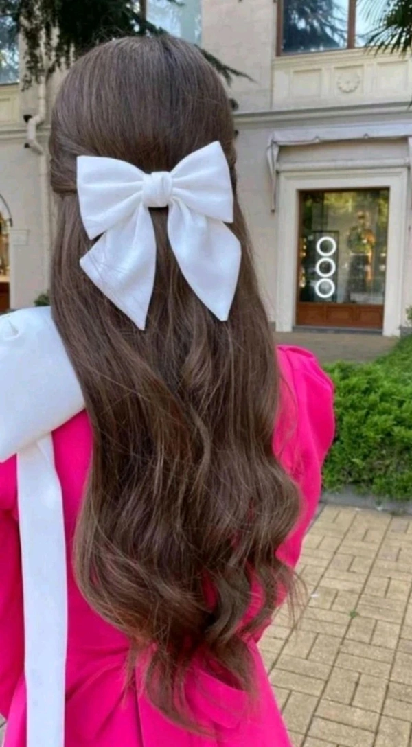 Hair bow clip - L, White