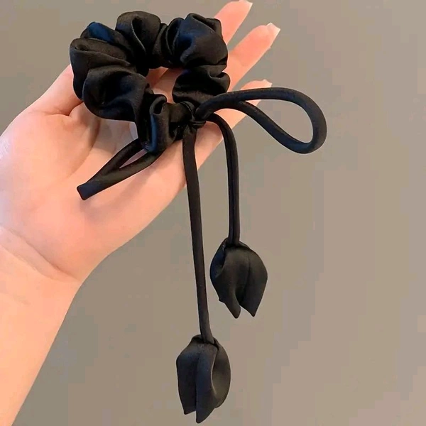 tulip scrunchie  - Black, medium