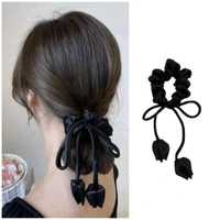 tulip scrunchie  - Black, medium