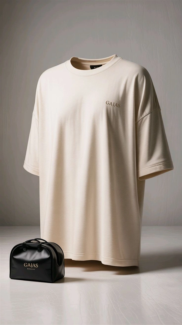Luxe Cream Oversized T Shirt For Men  - luxe cream, Small -Mediaum-Long-XL-XXL