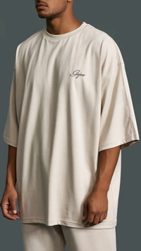 Luxe Cream Oversized T Shirt For Men  - luxe cream, Small -Mediaum-Long-XL-XXL