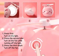 Potable 3 in 1 Cartoon LED makeup Mirror  - Cotton Candy, Free Size