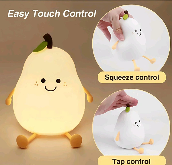 Cute Sillicon Pear Night Fluorescent Light - White, Free Size