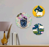 Pichwai Designer Wooden Wall Hanging Decor - Free Size
