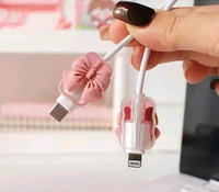3D Cute Bow Pattern Phone Charger Case - Lavender Pink, Free Size