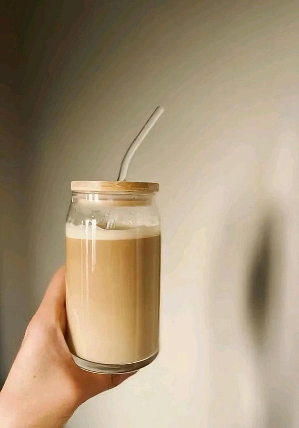 Coffee,Juice, Soft drink Tumbler With Straw And Wooden Lid (Pack Of 2) - Free Size