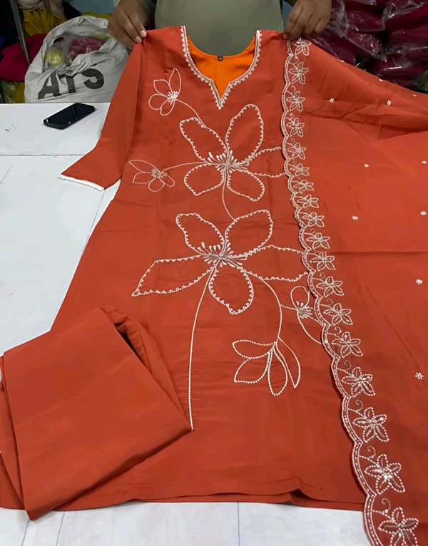 Women's Kurta Set - Blaze Orange, XL