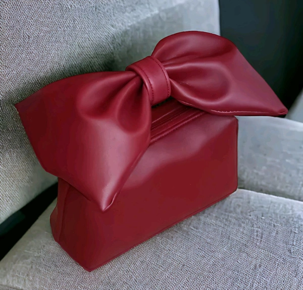 Bow Handbag Womens  - Maroon, Free Size
