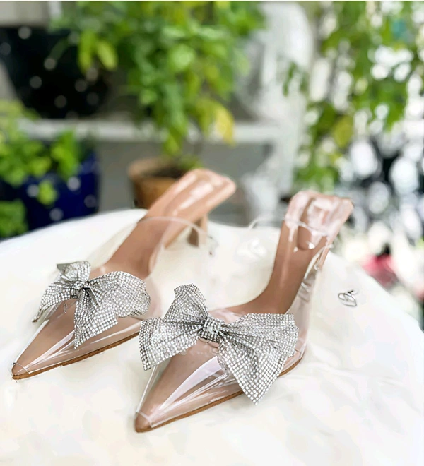 Women Rhinestone Heels Bow Designing - IND-4