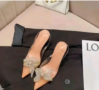 Women Rhinestone Heels Bow Designing - IND-4