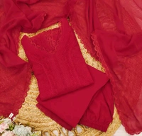 Georgette Cotton Kurta Set For Women (Trendy Kurta Set) - Guardsman Red, XL