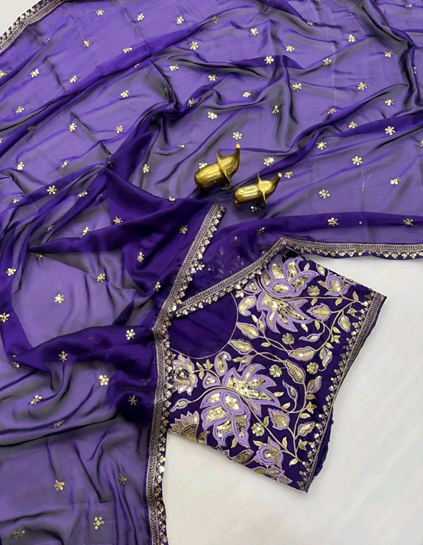 New Trendy Embroidery Saree - Ripe Plum, Free Size