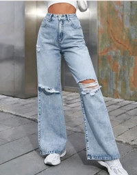Women's Losse Fit Baggy Jeans  - Polo Blue, 26