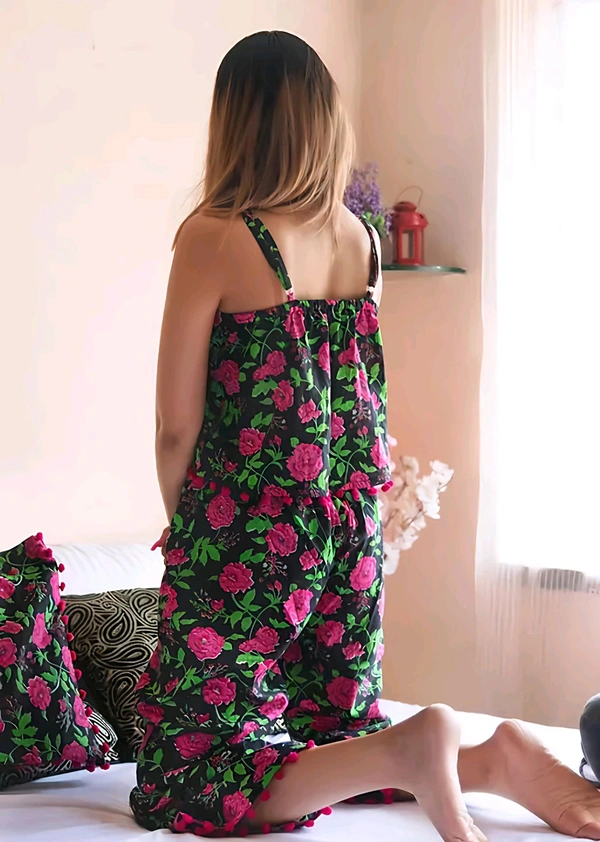 Cotton Floral Corset For Women (Trendy) - Black, L