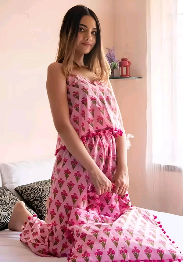 Cotton Floral Corset For Women (Trendy - Hot Pink, XL