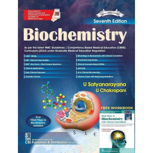 Cbs Biochemistry 7th Silver Jubilee Edition | As per the latest NMC Guidelines | Packed Inside Free Mind Maps in Biochemistry with Clinical Correlation 