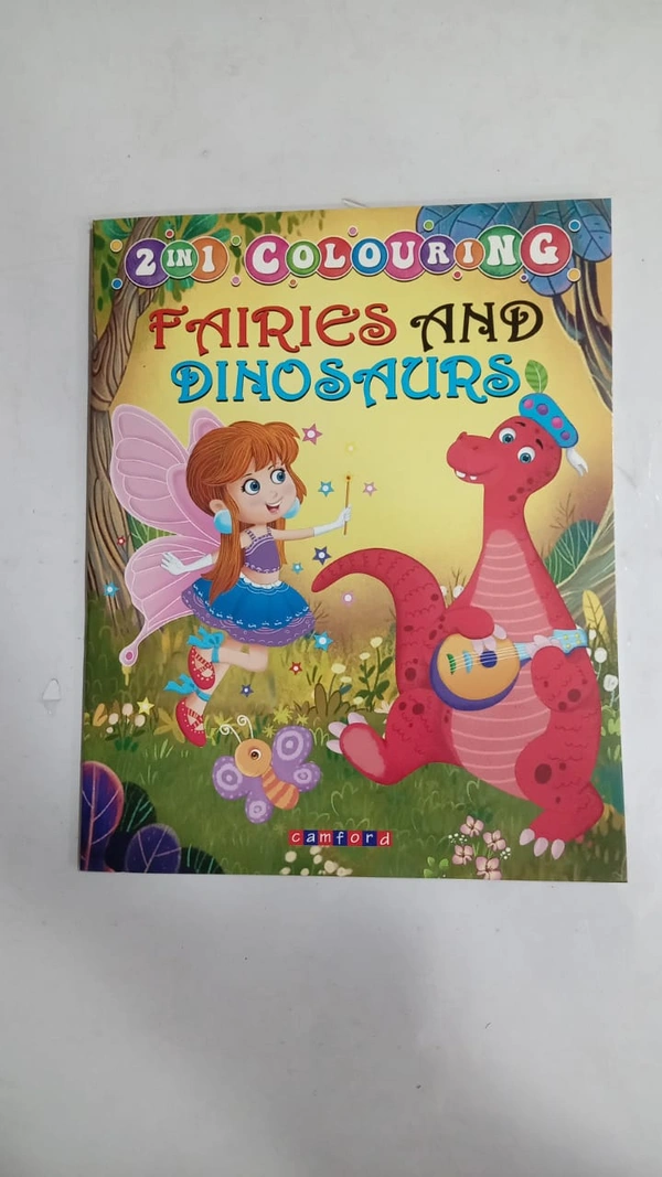 2 IN 1 COLOURING FAIRIES AND DINOSAURS