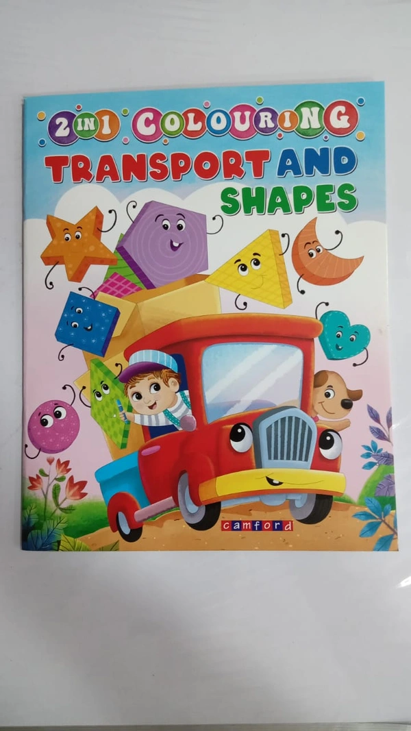 2 IN 1 COLOURING TRANSPORT AND SHAPES