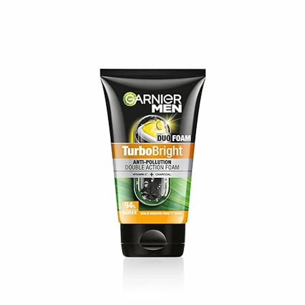 GARNIER MEN DUO FOAM TURBO BRIGHT ANTI POLLUTION DOUBLE ACTION FOAM 50G