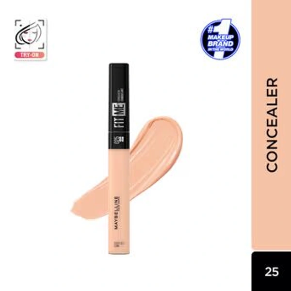 Maybelline New York Fit Me Concealer, Oil-free Liquid Concealer for Oily & Dry Skin - 25