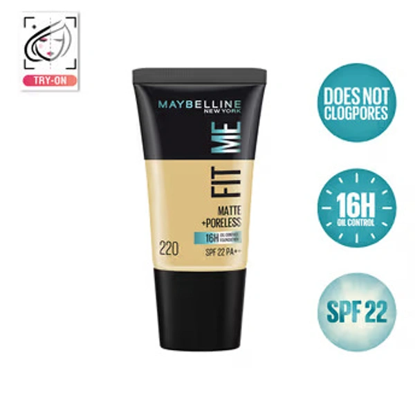 Maybelline New York Fit Me Matte+Poreless 16H Oil Control Foundation - 220