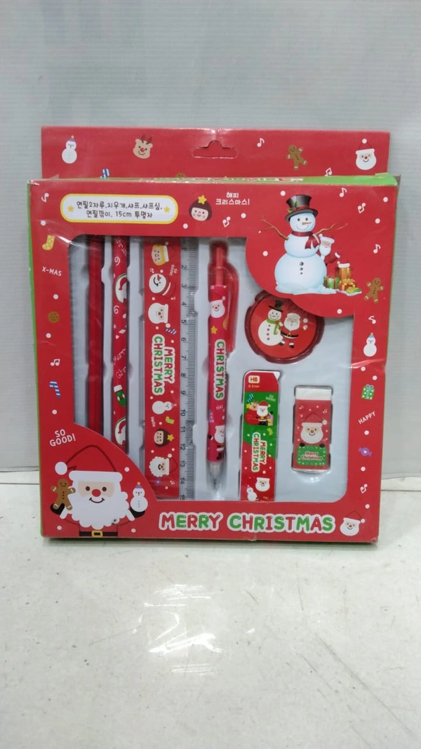 MERRY CHRISTMAS PENCIL AND ERASER SET