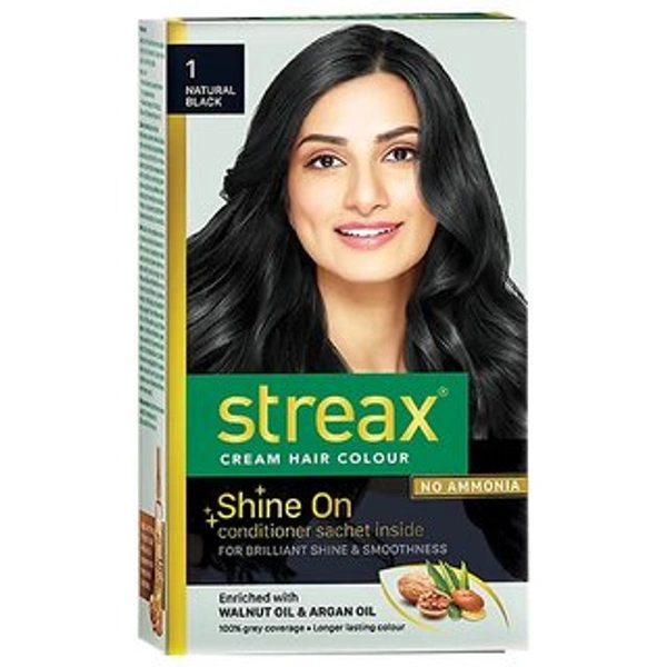 STREAX CREAM HAIR COLOUR 1 NATURAL BLACK