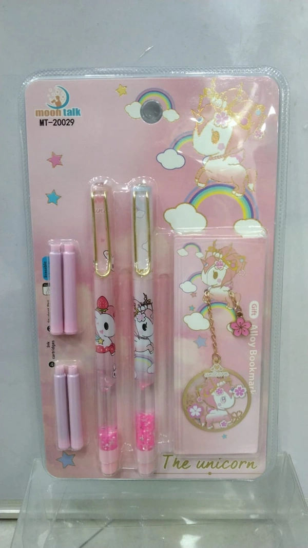 UNICORN GLITTERY FOUNTAIN PEN SET
