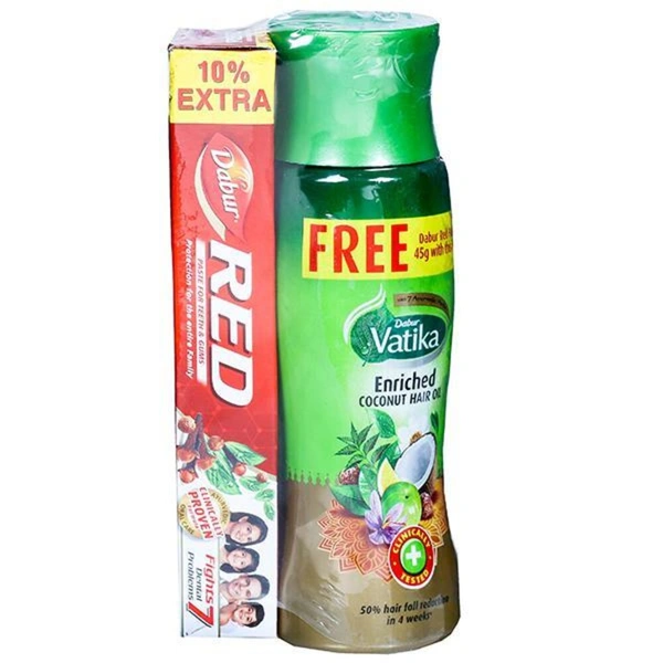 VATIKA ENRICHED COCONUT HAIR OIL 150ML+DABUR RED PASTE 37G FREE
