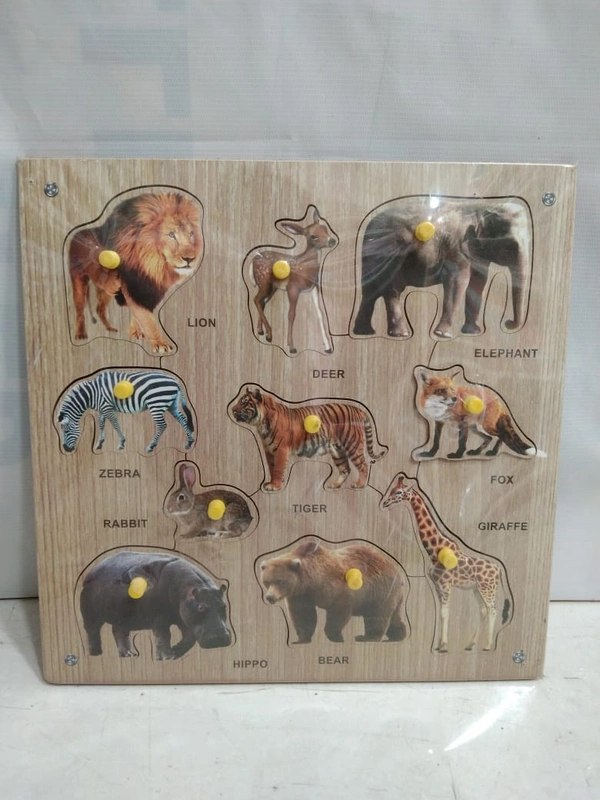 WOODEN JUNGLE ANIMAL PUZZLE TRAY 1
