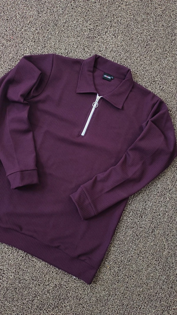 FULL SLEEVE  ZIPPER COLLAR MODEL - M L XL, Brown Rust