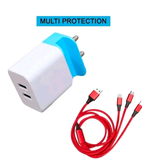 Adapter With 3 In 1 Cable  - Red