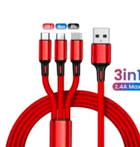 Adapter With 3 In 1 Cable  - Red