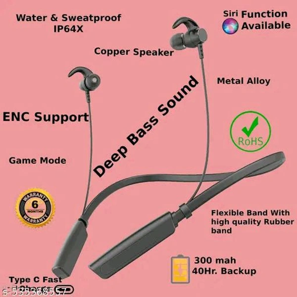 Trendy Anc Geming Neckband Headphone  - Black